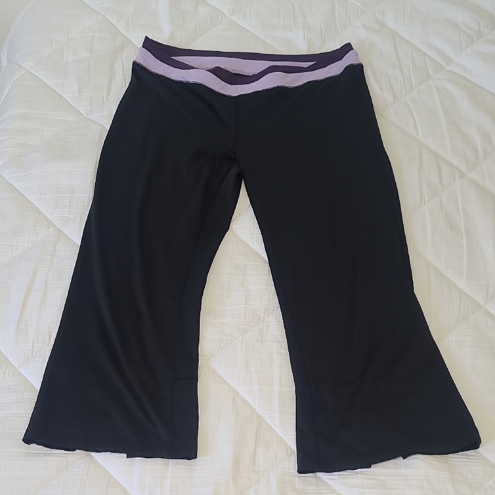 Black Yoga Pants with Purple Waistband